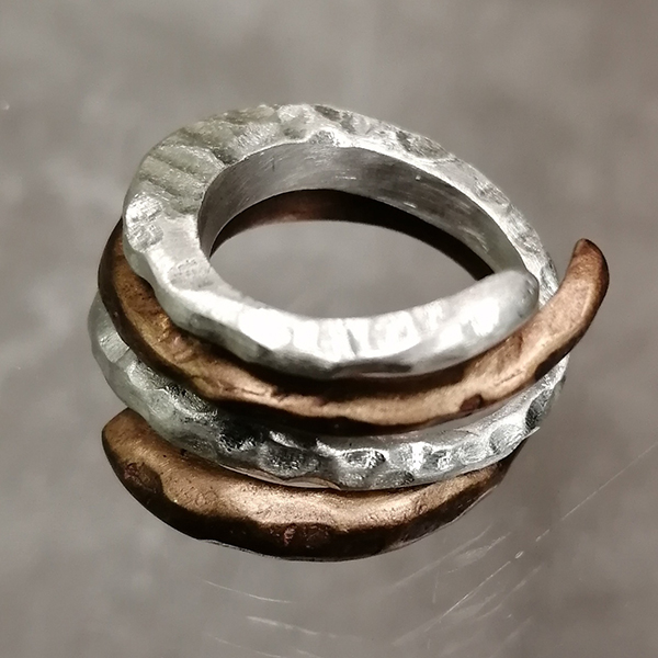 Anello Love in bronzo e argento - Metallo Giallo